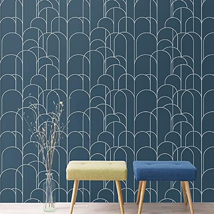 LXCREAT Blue Peel and Stick Wallpaper Modern Geometric Wallpaper 17.71 in X 118 in Self-Adhesive Removable Contact Paper Matte Easy to Line Up for Home Decoration and Furniture Renovation