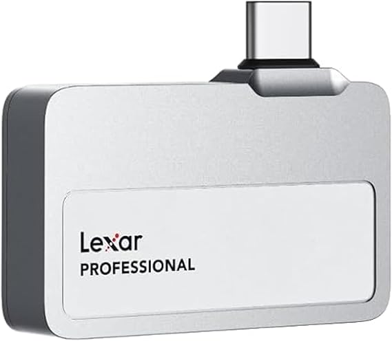 Lexar Professional Go Portable SSD 2TB, Ultra-Compact, Supports Apple ProRes, Up to 1050MB/s Read and 1000MB/s Write, USB 3.2 Gen 2, IP65 Dust and Water Resistant, for iPhone 15/16 Pro, Silver