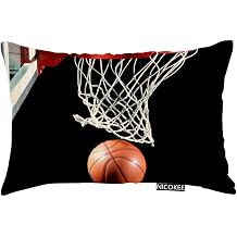 Throw Pillow Cover Basketball with Hoop Sport Black Decorative Pillow Case Home Decor 20x12 Inches Pillowcase