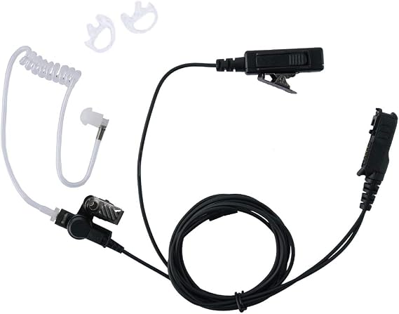 2-Draht Akustikschlauch Funk-Ohrhörer mit PTT-Mikrofon 2 Ohrstöpsel Passend für Motorola XPR3300e XPR3500e XIR P6600 XIR E8600 XIR E8608 DGP8550e Funkgeräte