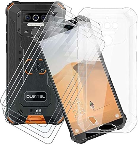 Case Transparent for Oukitel WP5 2020 (5.50") + 4 Pack Tempered Glass Screen Protector, Flexible TPU Clear Shell Silicone Gel Protective Case Bumper Cover - Transparent