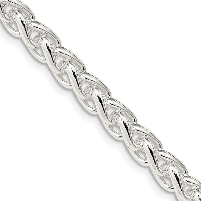 Sterling Silver 6mm Round Spiga Wheat Chain Necklace - 18"