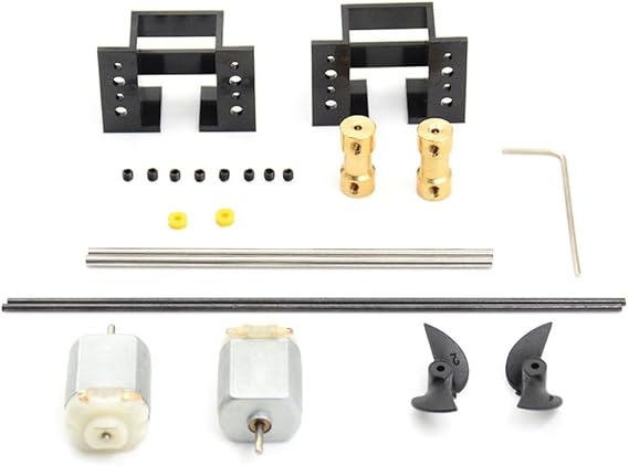 DIY RC Boat Drive Kit 2 Sets, 130 Motor Propeller Shaft Assembly Model Ship Upgrade and Replacement for Black