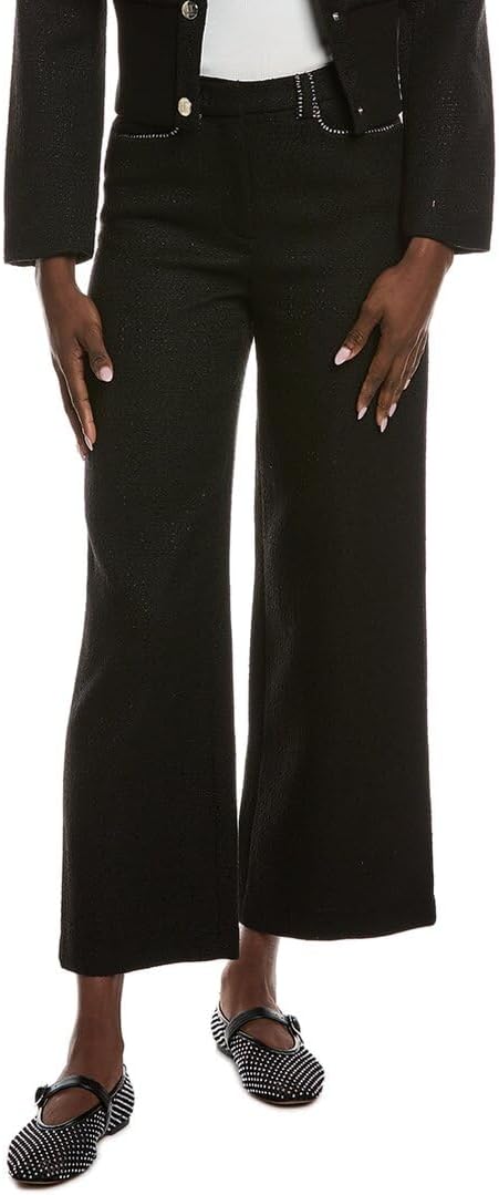 Maje Womens Tweed Pant, 38, Black