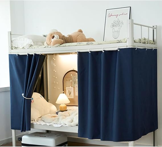 SIQITECHNO Thickened Blackout Bottom Solid Bunk Bed Curtains Students Home Dorm Privacy Room Shading Drapery Lightproof Dustproof Short Curtains for Bedroom Bathroom Privacy Bed Canopy