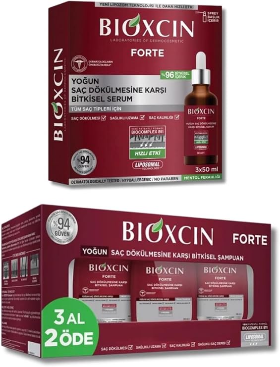 Bioxcin Forte Saç Dökülmesine Karşı Serum 3x50 ml ve Şampuan 300 ml Set, Erkek