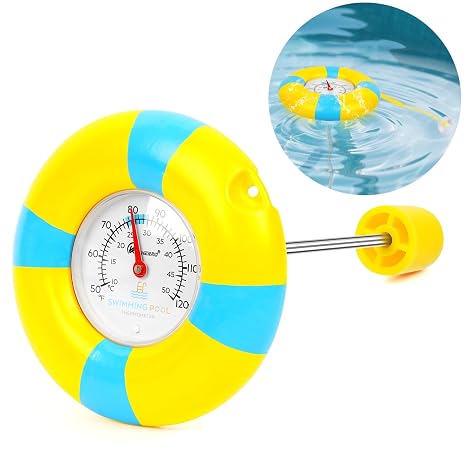 Pool Thermometer Floating Easy Read, 1.68 Inch Display with String, for Hot Tub/Ice Bath/Outdoor & Indoor Swimming Pool/SPA/Aquarium/Pond