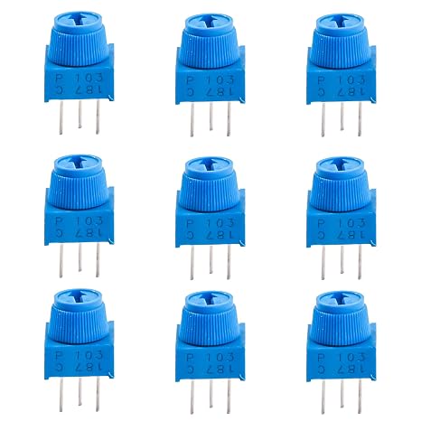 12 Pcs 10K Ohm Breadboard Trim Potentiometer kit with Knob Variable Resistors Trimmer Potentiometer Assortment Kit Compatible with Arduino, Blue