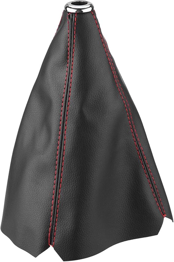 Shift Boot, PU Leather Shifter Boot Cover Universal, Shift Boot Retainer Stick Shift Sleeve Gear Shifter Boot Gear Gaiter Cover Black Bright Red Stitch for Manual Transmission Car
