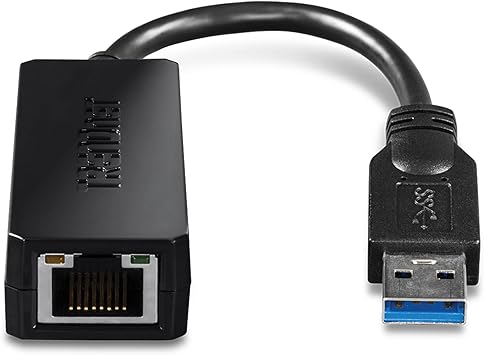 TRENDnet USB 3.0 to Gigabit Ethernet Adapter, Full Duplex 2Gbps Ethernet Speeds, Up to 1Gbps, USB to Gigabit Ethernet Adapter, USB-A, Windows Compatible, USB Powered, Black, TU3-ETG