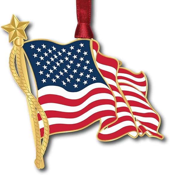 Beacon Design American Flag Hanging Ornament Patriotic Decoration Perfect for Christmas Tree Home Decor or Fourth of July Celebration Gift