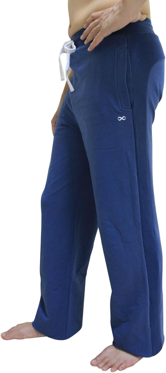 YogaAddict Men's Cotton Yoga Pilates Pants, Open Bottom with Pockets, Sweatpants, Loose Fit, Martial Arts, Meditation