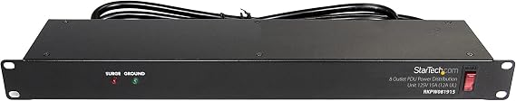 StarTech 8-Outlet 1U PDU, 120V/15A, Surge, 6ft Cord, TAA (RKPW081915)