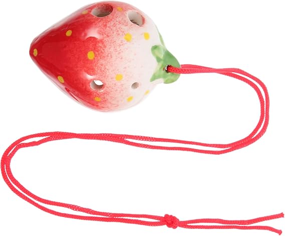 Ceramic Strawberry Shaped Ocarina for Beginners Lightweight Wind Musical Instrument for Practice Premium Porcelain Sound Students Random Color