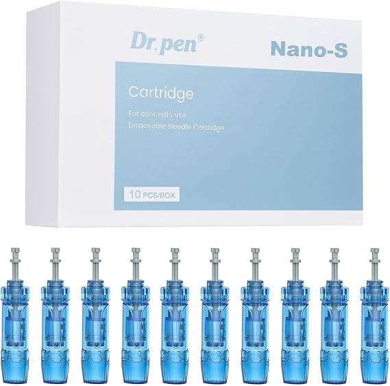 Dr.pen M8S Cartridges Nano-S, 10Pcs Dr.pen Replacement Cartridges for Microneedling Pen M8S/A8S/A9 Model, Authentic Disposable Microneedling Cartridges (Nano-S, 10Pcs)