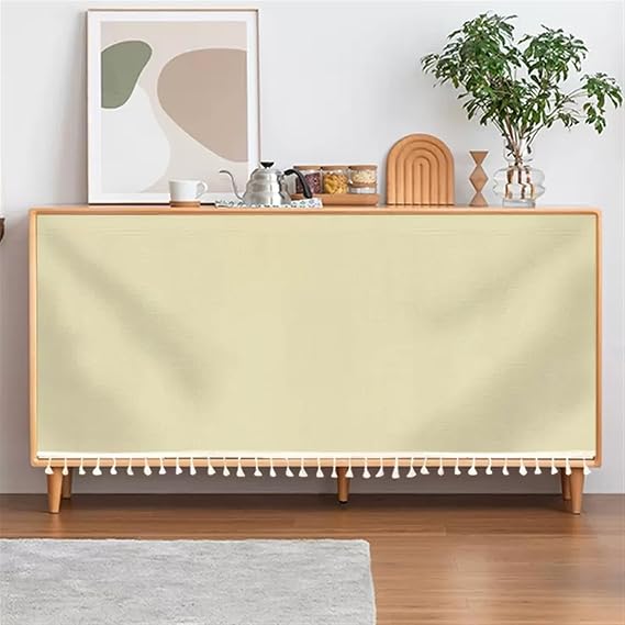 SK Studio Short Curtains for Kitchen, Privacy Closet Curtain Dust-Proof Under Sink Curtains for Small Kitchen Storage Room Beige, 43.3" W x 31.5" H