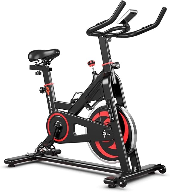 Magnetic Resistance Cycling Bike, Indoor Exercise Stationary Bike W/Multifunctional LCD Monitor, Adjustable Comfortable Seat & Handlebar, Silent Belt Drive, Fitness Bike for Home, Office
