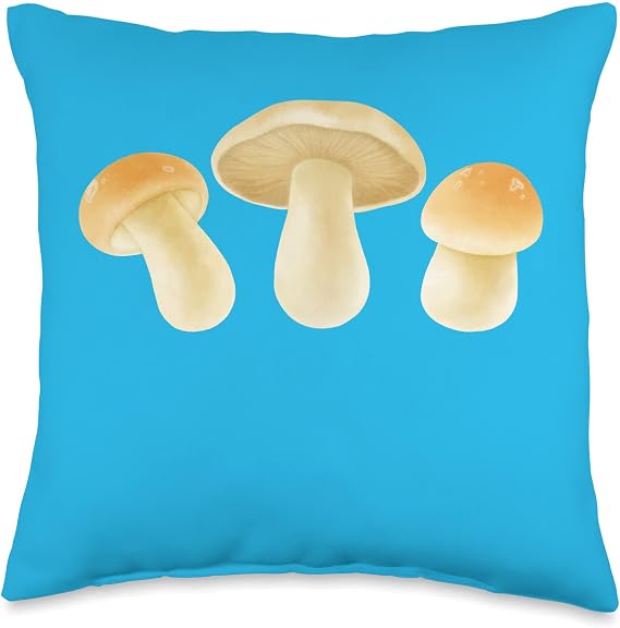 Brown Tan Button Crimini Portobello Flat Mushrooms Fungi Throw Pillow