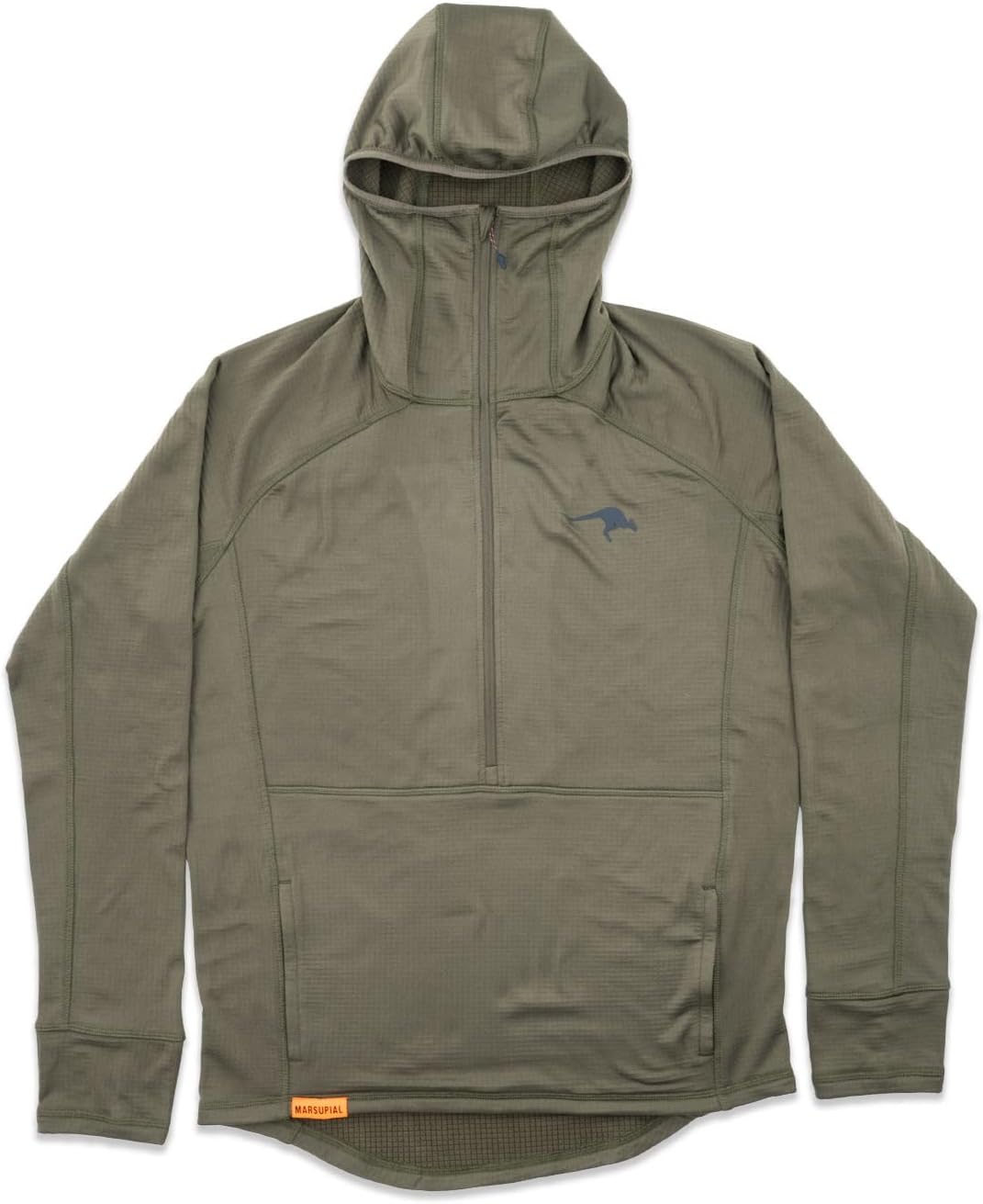 Marsupial Gear Grid Fleece - Performance Base Layer with Kangaroo Pocket and Scuba Hood for Layering System