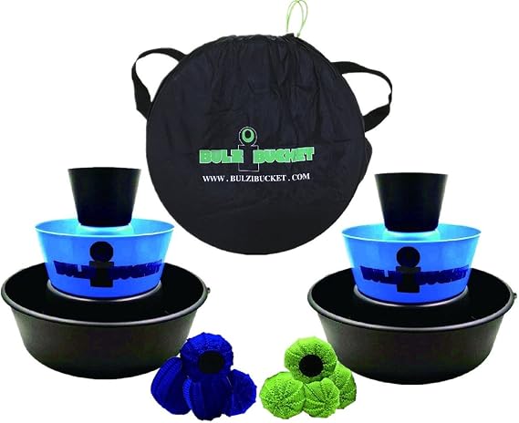 BULZiBUCKET Next Generation Cornhole, Hacky Sack/Bean Bag Bucket Toss Game, Land and Pool Indoor/Outdoor Ultimate Summer Tailgate Family Fun Event Game
