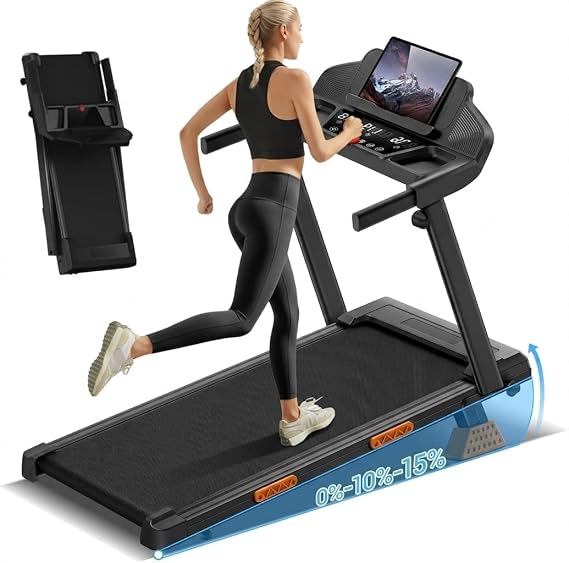 Treadmill for Home with 15% Auto/Manual Incline, 12KM Foldable Walking Pad