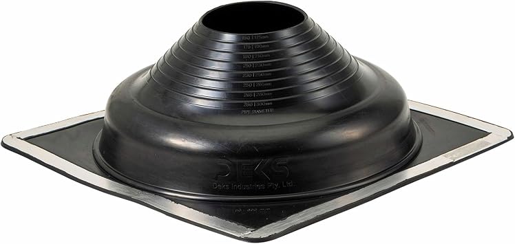 DEKTITE #7 (DFE107B) Square Black EPDM Flexible Pipe Flashing, Roof Jack, Pipe Boot Flashing (for OD Pipe Sizes 6" - 12")