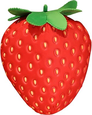 Kisangel Stuffed Plush Strawberry Pillow, 13.77 inch Cute Bedding Throw Pillow Soft Fruits Birthday Cushion Seat Items, Red