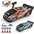 1/24 Scale Mini RC Drift Car, 4WD High-Speed 30KM/H 2.4GHz Electric Remote Control Racing Sports Cars with LED Lights Vehicle for Adults Enthusiasts - Orange/ 2PCS Battery