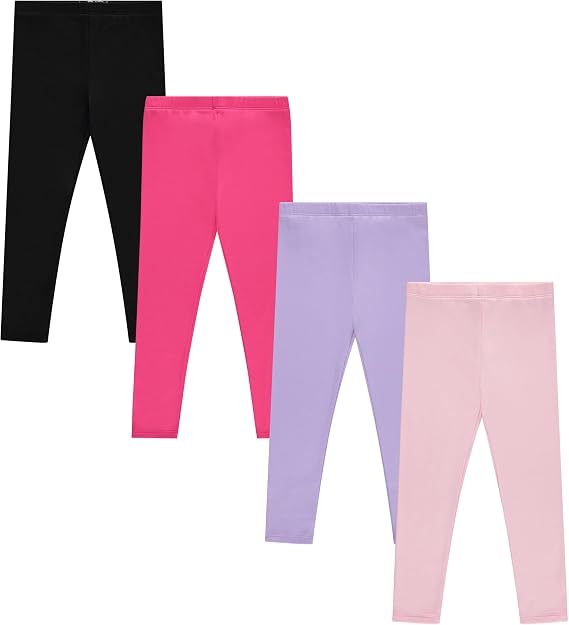 BTween Kids Girls Fall Fashion Stretch Leggings Comfortable Bottoms Set 4 Pack Bundle