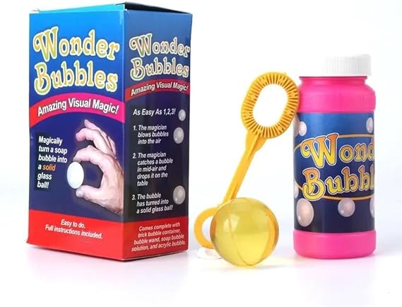 MilesMagic Magicians Wonder Bubbles Gimmick | Visually Turn Soap Bubble Into Solid Glass Ball Illusion | for Real Close Up Street or Stage Magic Trick, Yellow