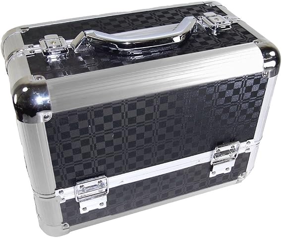 Professional Artist Makeup Train Case Organizer (Black_Checker)