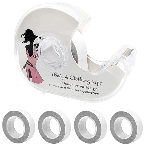 NANASO Body Tape, Clothing Tape, 5 Rolls, Transparent Clear Color, 82 Feet