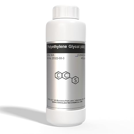 Polyethylene Glycol 400 (PEG 400) Superior High-Purity, Multi-Use Solvent for Industrial & Laboratory Applications, Emollient and Humectant - New Tamper-Evident Sealed Bottles - 500mL (16 Fl Oz)