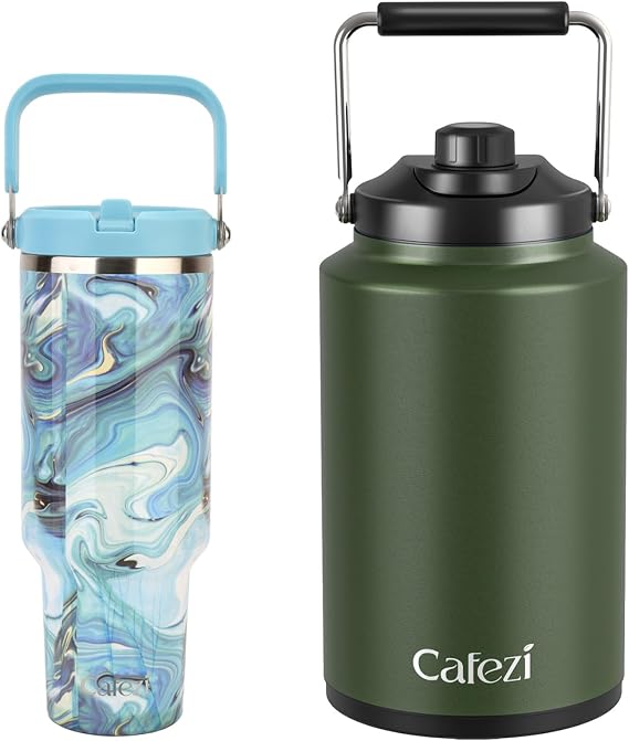 40 oz Insulated Tumbler with 1 Gallon Water Jug - Leak-Proof Water Bottles