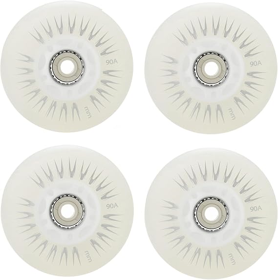 4 Pack Light Up Inline Skate Wheels 60/62/64/68/70/72/76/80/90/110mm Luminous Flash Inline Roller Skate Replacement Wheels with Bearings