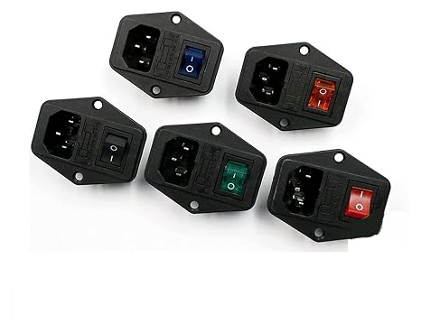 10A AC 250V 3 Terminal Power Socket with Fuse Holder Rocker Switch AC Power Cord Inlet Plug Socket(Black)