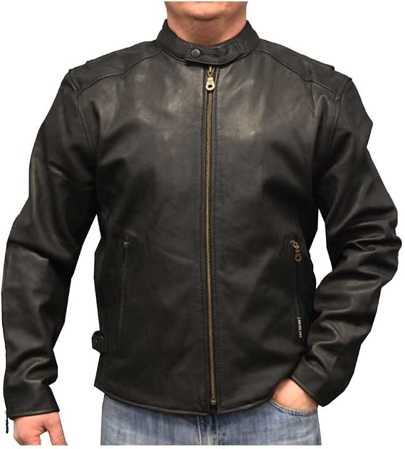 Redline Men's Light-Weight Leather Touring Motorcycle Jacket, Black M-600SR