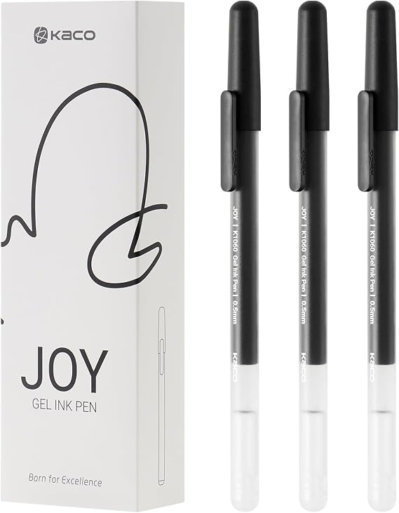 Kaco JOY Gel Ink Pens 10 Pieces Black Ink 0.5mm Fine Point Disposable Office School Stationery