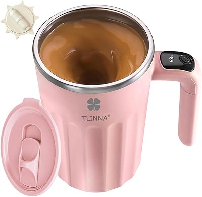 Self Stirring Mug,Self Stirring Coffee Mug,Suitable for Coffee, Milk, Cocoa and Other Beverages,Insulated bottle Pink-temperature, 12 Ounces