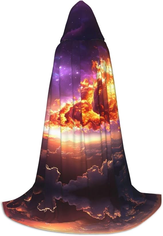 PHAYAH Comet In Space Pattern Hooded Poncho Unisex Christmas Hoodie For Cosplay Halloween Costume Party Masquerade