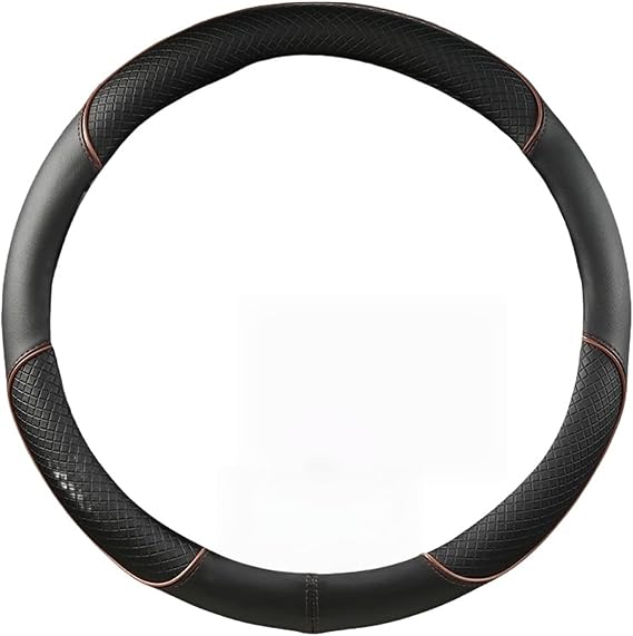 PU Leather Car Steering Wheel Cover 38cm 15" Compatible with Fiat Tipo Fullback Strada Bravo Stilo Auto Accessories(Coffee O Shape)