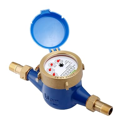 Watflow DN15 Water Meter 12NPT, ISO4064 Certification Cubic Water Flow Meter, Cold Water Meter, for Garden or Home, Horizontal Install.