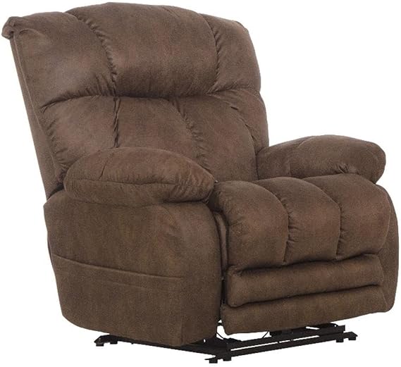 Catnapper Dixon Oversized Power Lay Flat Recliner in Brown Fabric