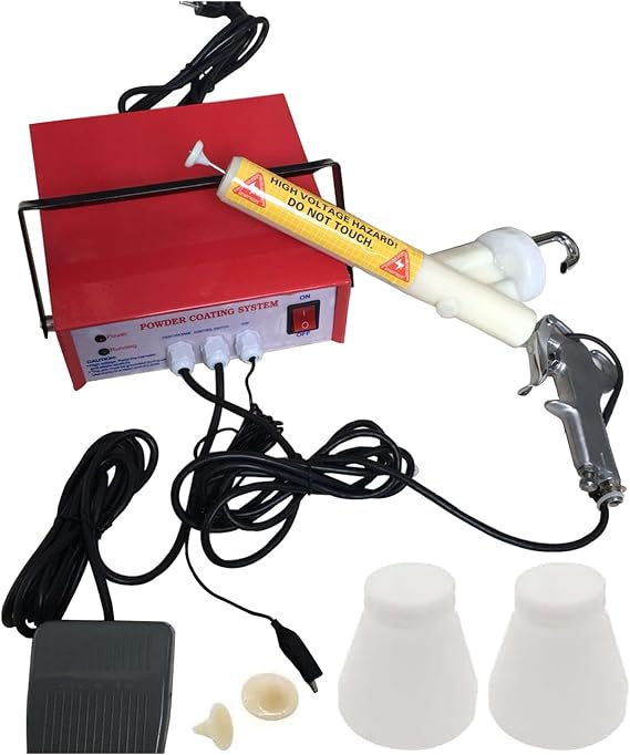 Powder Coating System Kits,Powder Coating Gun,Portable Manual Spray Gun Electrostatic Powder Coating Gun System,With W/Foot Switch Spraying Gun,Durable Adjustable