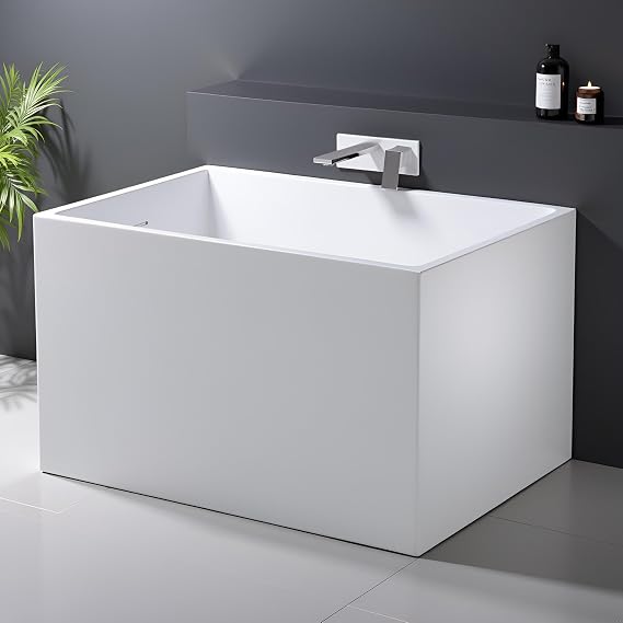 35" Acrylic Free Standing Tub with Seat, Japanese Soaking Tub