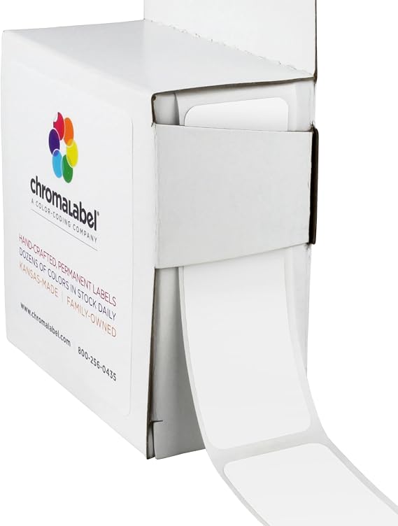 ChromaLabel 1 x 3 Inch White Rectangle Labels, 250/Box