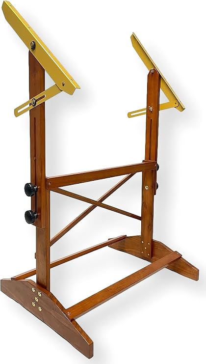 Alvin SHOP607 Pavilion Drafting Art Table Base, Base Only; Solid Wood Construction; Adjustable Height and Angles; 24" Pencil Ledge; Not Assembled