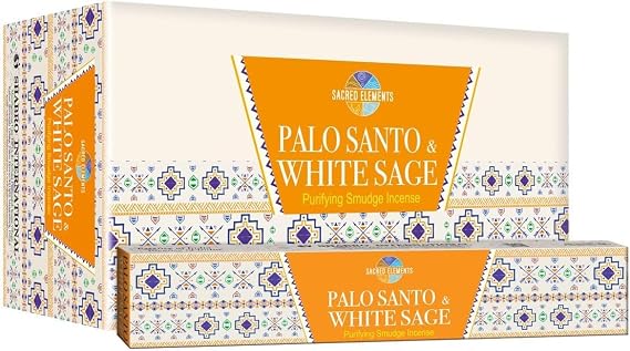 Sacred Elements Palo Santo + White Sage Incense Sticks Purifying Smudge Blend | Natural Aromatherapy for Cleansing, Meditation & Energy Balance | Handcrafted Premium Incense
