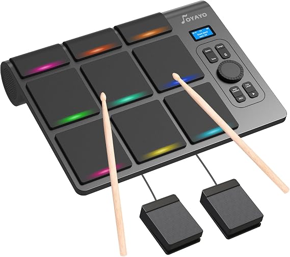 Electronic Drum 9 Pads Electronic Drum Pad Velocity Sensing LED Drum Pad Light MIDI Compatible PC/Mac Connection Compatible Beginner Japanese Instruction Manual Included TD02