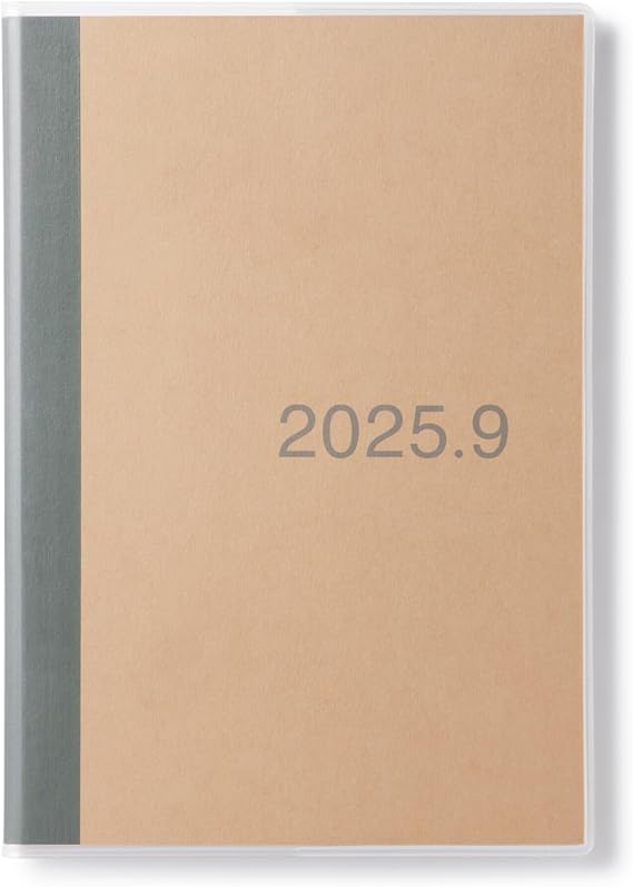 MUJI 84526121 2025 B6 Monthly Planner, Brown Starts on August 2025